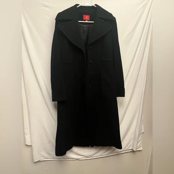 Cole Haan Elegant Black Women's Cashmere/Wool Blend Wide Lapels Coat Sz 6